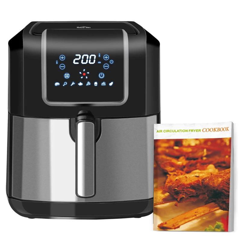 6.5L Air Fryer with Single Basket, Adjustable 80-200C, Sleek Black and Grey Design - Healthy Cooking Made Easy