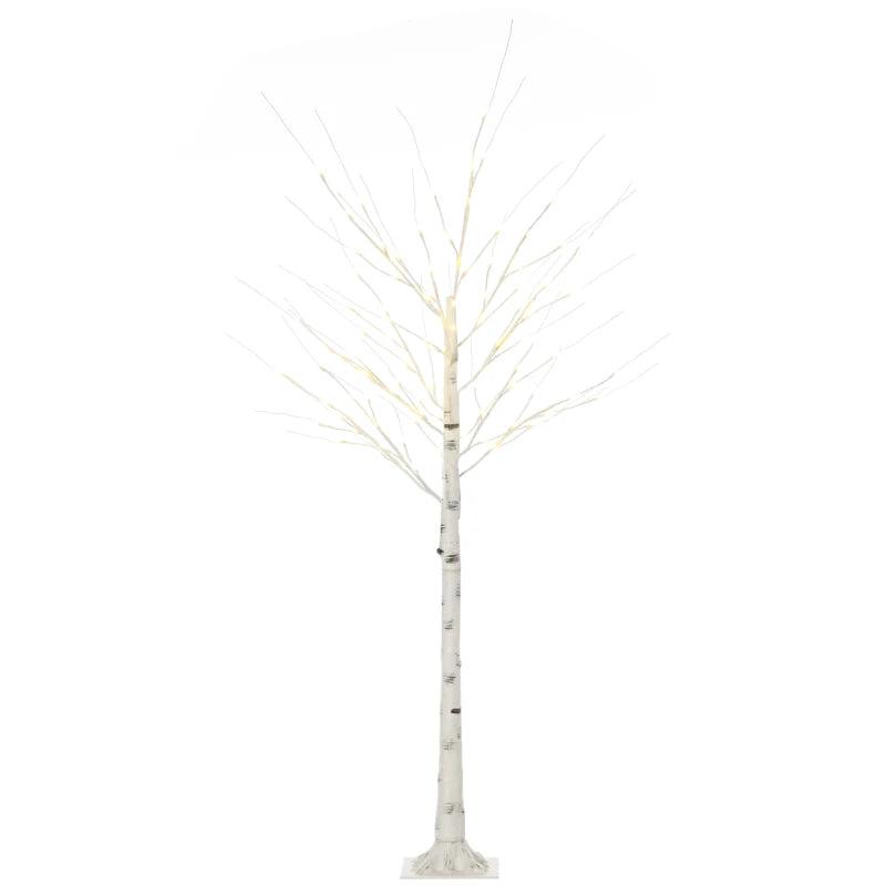 6ft Pre-Lit Artificial White Birch Tree with Warm White LED Lights - Indoor & Outdoor Decorative Lighting