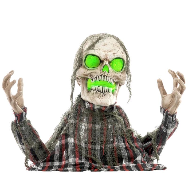 70cm Groundbreaker Skeleton Halloween Animatronic with Glowing Eyes - Spooky Outdoor Decoration for Haunted House