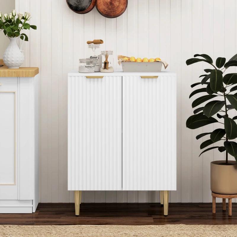 Adjustable White Shelf Sideboard - Modern Storage Cabinet with Versatile Shelves for Living Room, Dining Room, or Office