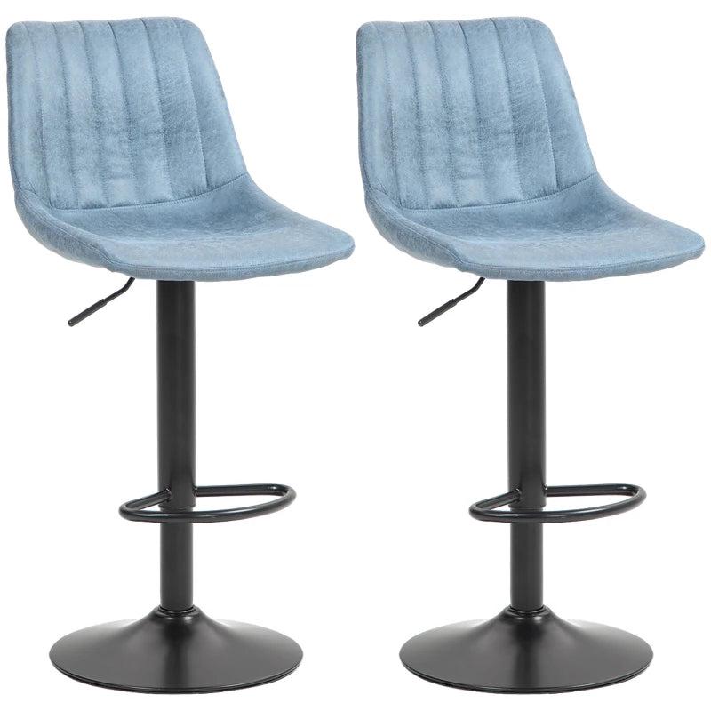 Set of 2 Retro Blue Tub Bar Stools - Stylish Modern Seating for Kitchen, Dining, or Home Bar