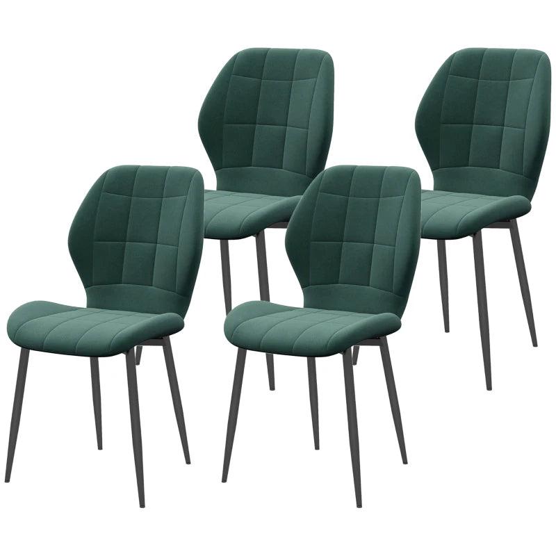 Set of 4 Green Flannel Relaxed Tub Dining Chairs - Cozy, Stylish Seating for Home or Restaurant Use