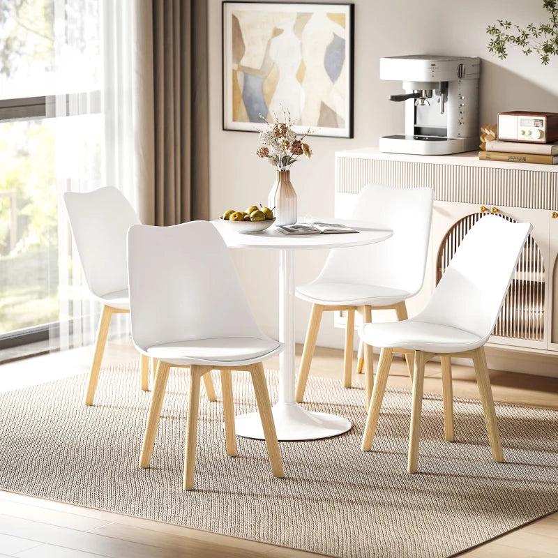 Stylish Five-Piece Modern White Dining Set - Perfect for Contemporary Homes, Includes Table and Four Chairs