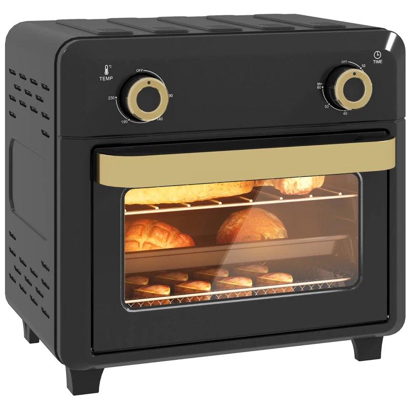 10L Black Air Fryer Oven - Oil-Free Cooking, Grill, Roast & Bake, 1000W, Adjustable Temperature & Timer, Dishwasher Safe