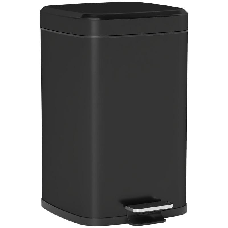 20L Modern Boxy Black Metal Kitchen Bin - Stylish Trash Can for Home Organization and Waste Management