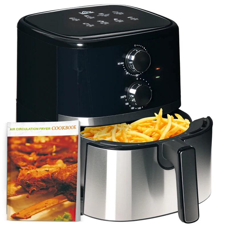 4.5L Black Air Fryer Oven - 1500W Rapid Air Circulation, Adjustable Temp & Timer, Nonstick Basket for Healthy Cooking