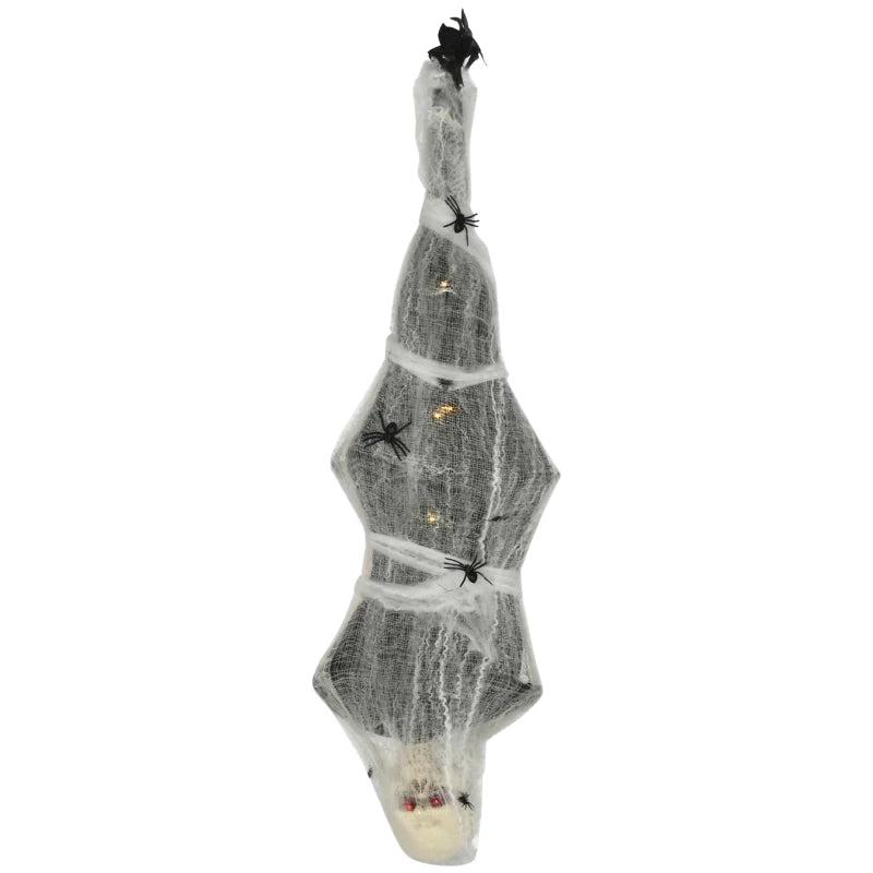 4.7ft Animated Hanging Mummy Halloween Decoration with Light Up Eyes, Sound, Motion Activation, Spider Web, Posable Arms