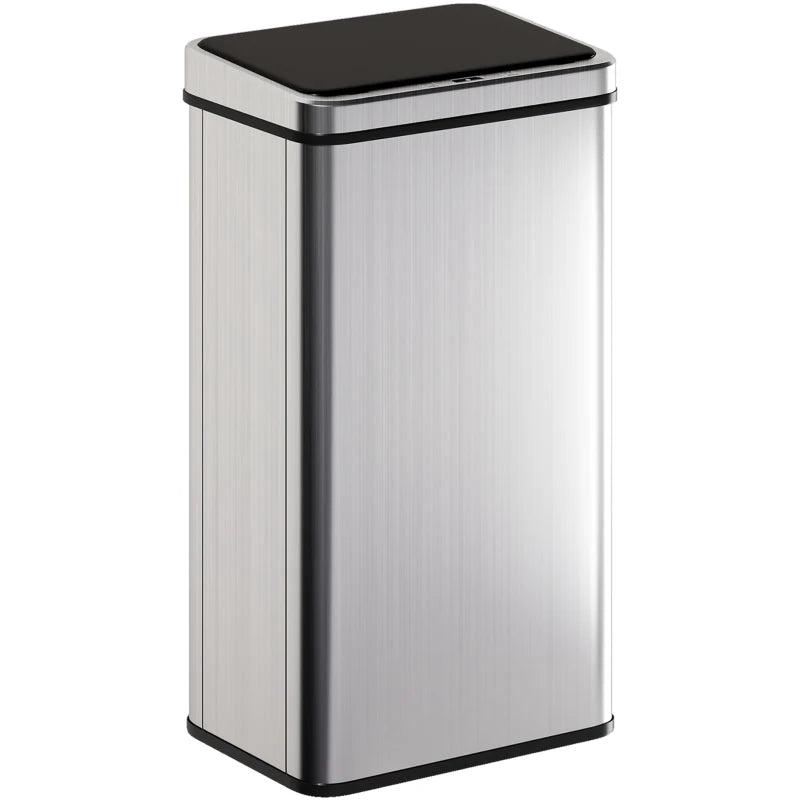 50L Touchless Sensor Bin with Soft-Close Lid - Fingerprint Resistant Stainless Steel Trash Can for Home, Office & Gym - Silver