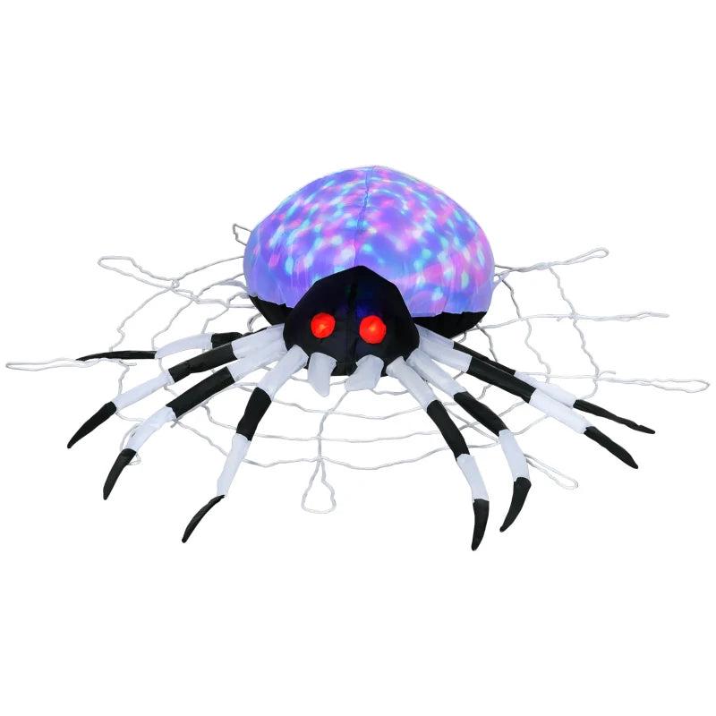 5FT Halloween Inflatable Spider with Colorful LED Lights - Giant Blow-Up Outdoor Decoration for Lawn & Party Display
