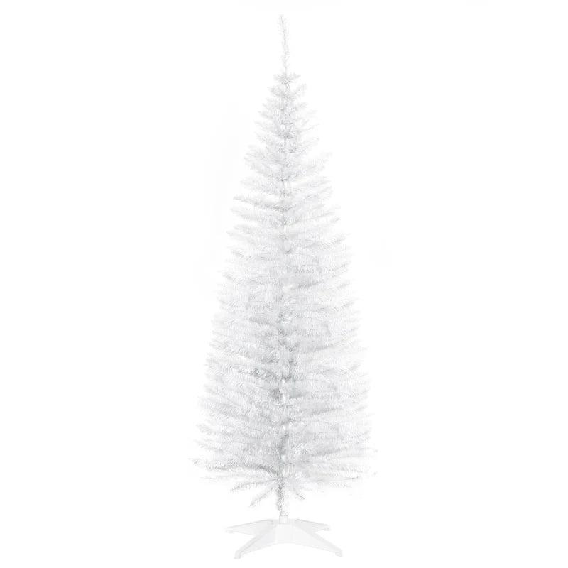 5ft Unlit Pencil Slim Artificial Christmas Tree - Realistic White Branches & Sturdy Stand for Holiday Decor
