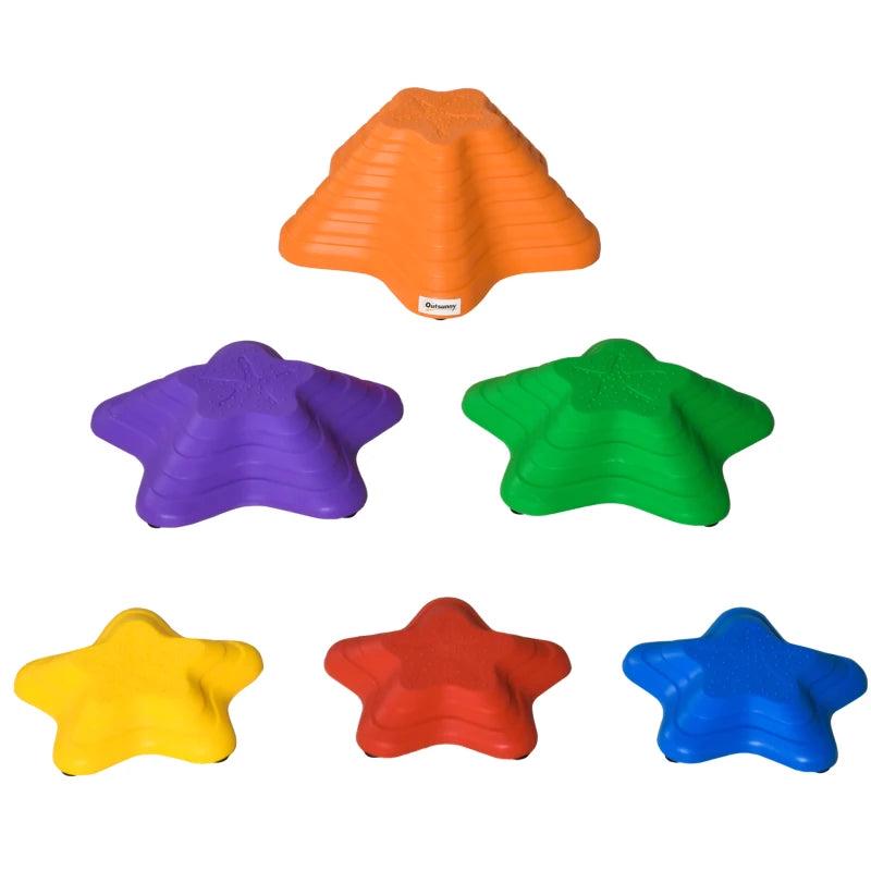 6-Piece Starfish Balance Stepping Stones for Kids - Non-Slip Obstacle Course & Stackable Sensory Toys for Ages 3-8