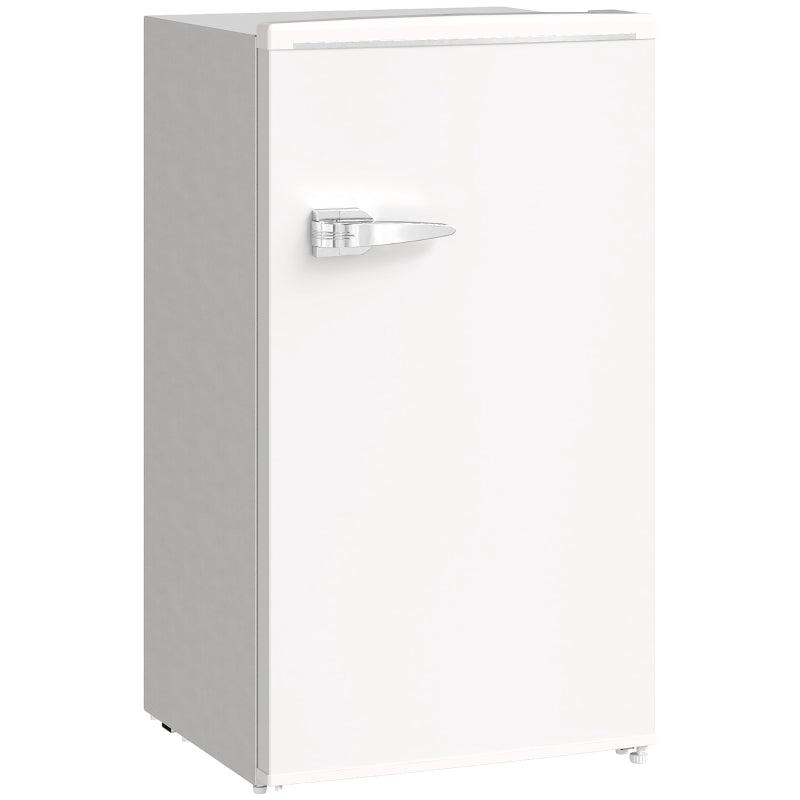 85L Retro Under Counter Fridge with Chiller Box, Adjustable Thermostat & Glass Shelves - Compact White Refrigerator
