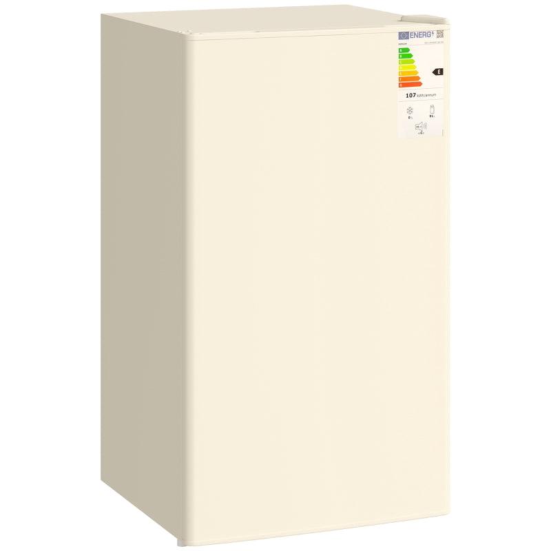 91L Freestanding Under Counter Fridge Freezer - Compact Beige Mini Fridge with Chiller Box & Adjustable Thermostat, 47.5cm Wide