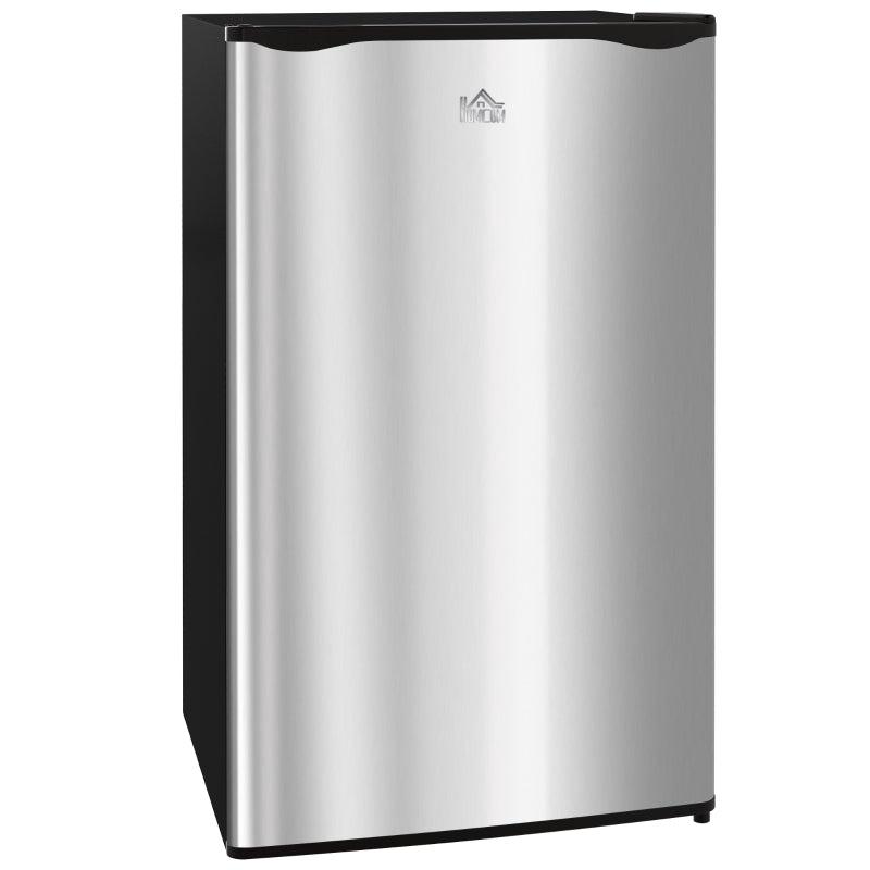 91L Freestanding Under Counter Fridge Freezer - Compact Silver Chiller Box, Adjustable Thermostat, 47.5cm Wide, Ideal for Small Spaces