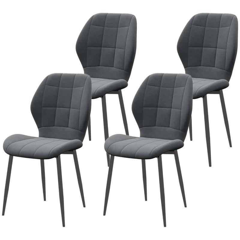 Set of 4 Dark Grey Flannel Relaxed Tub Dining Chairs - Comfortable, Stylish Seating for Modern Homes