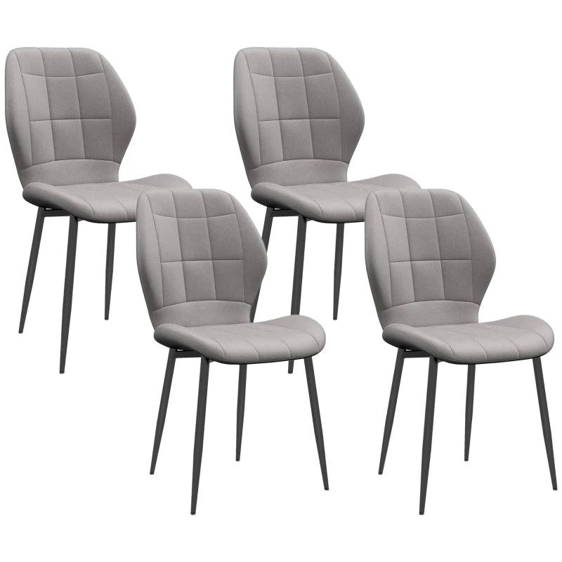 Set of 4 Light Blue Flannel Relaxed Tub Dining Chairs - Comfortable, Stylish Seating for Home or Restaurant