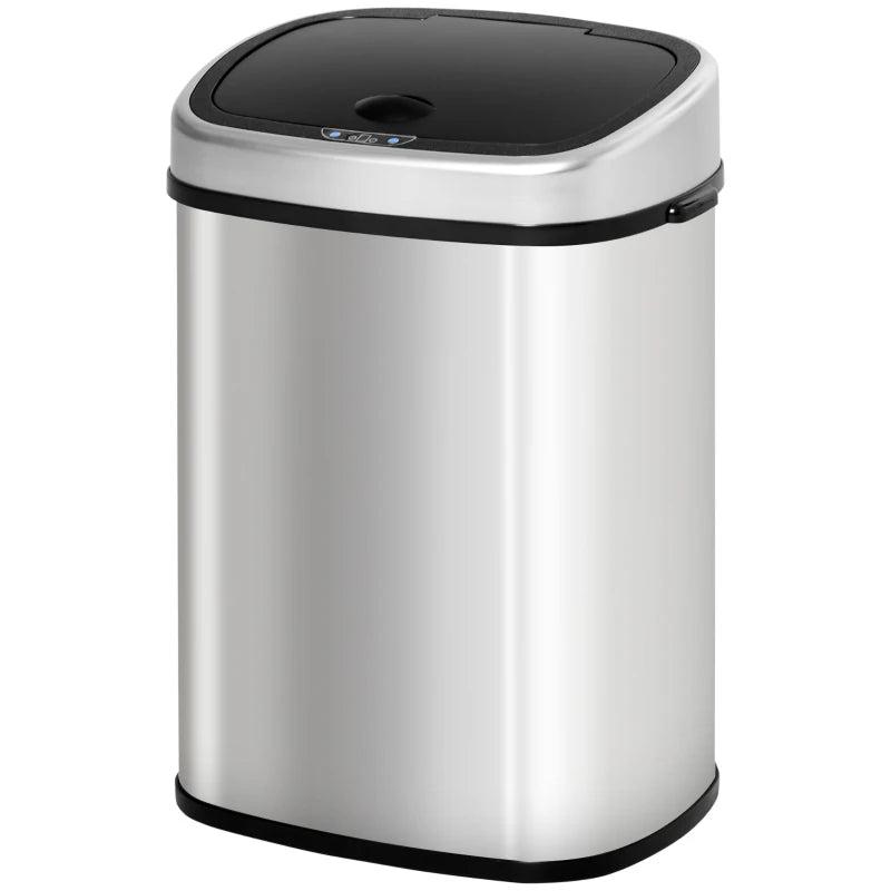 Stainless Steel 58L Touchless Kitchen Sensor Dustbin - Automatic Silver Rubbish Garbage Waste Bin for Home & Office