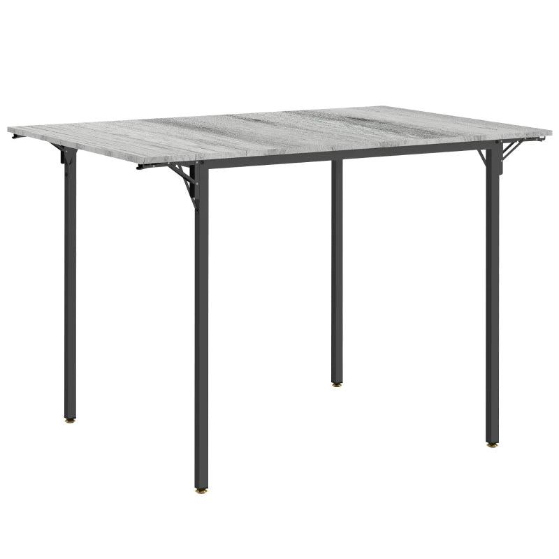 Stylish Grey Four-Person Drop Leaf Dining Table - Space-Saving Design for Modern Homes and Small Dining Areas