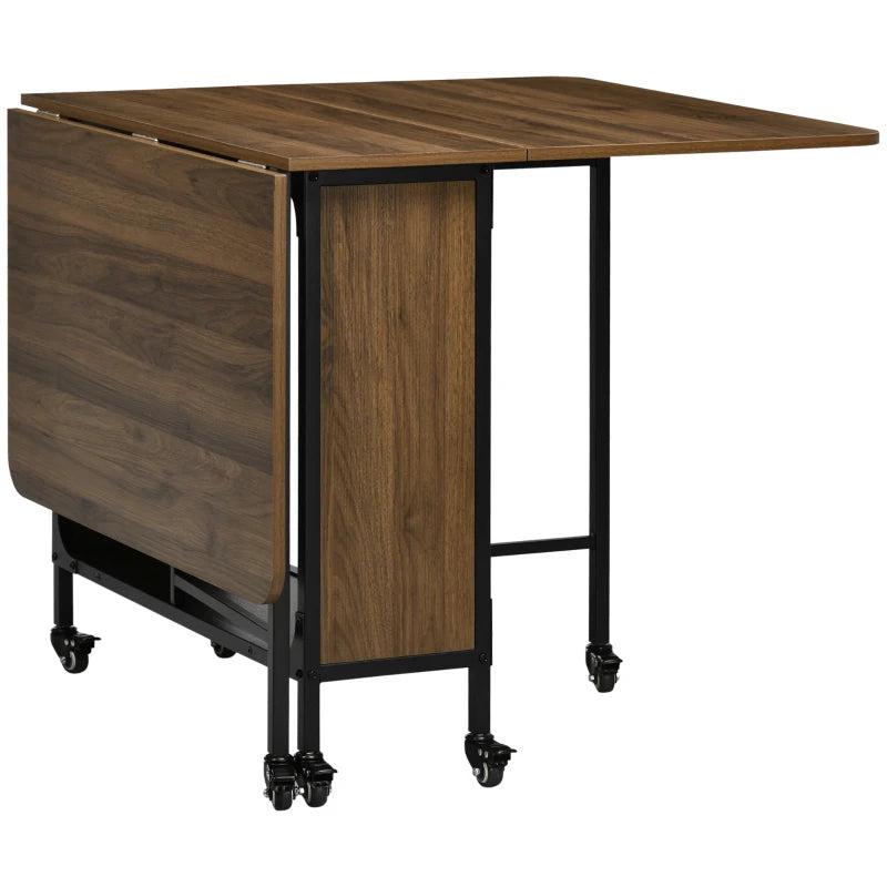 Stylish Six-Person Drop Leaf Dining Table in Brown and Black - Perfect for Small Spaces and Family Gatherings