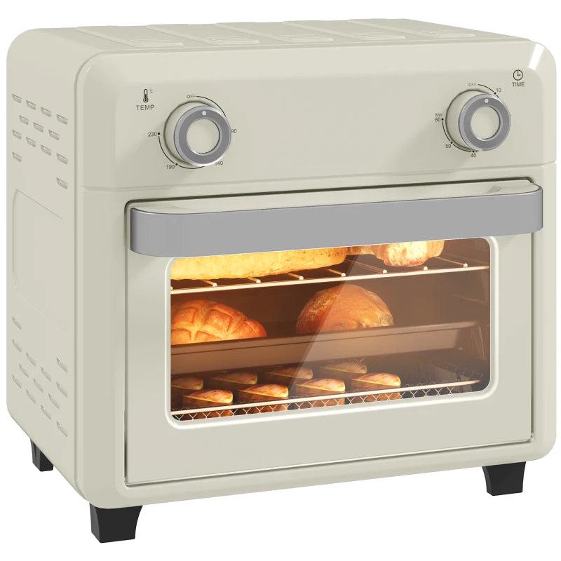 10L Cream White Air Fryer Oven - Oil Free Cooking, Grill, Roast & Bake, 1000W, Adjustable Temp & Timer, Dishwasher Safe