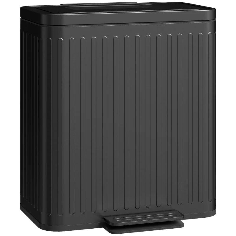 40L Dual Compartment Rubbish Bin with Soft-Close Lid - Stylish Black Trash Can for Kitchen & Home Organization