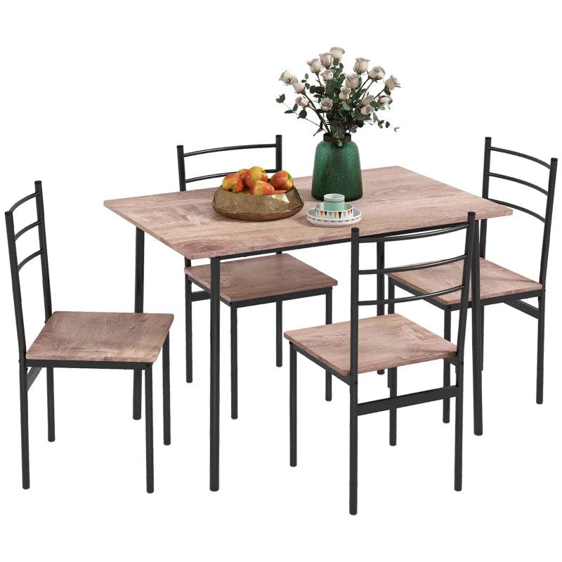 5-Piece Space-Saving Dining Table and Chairs Set - Steel Frame, Compact Design for Small Kitchens, Black Finish