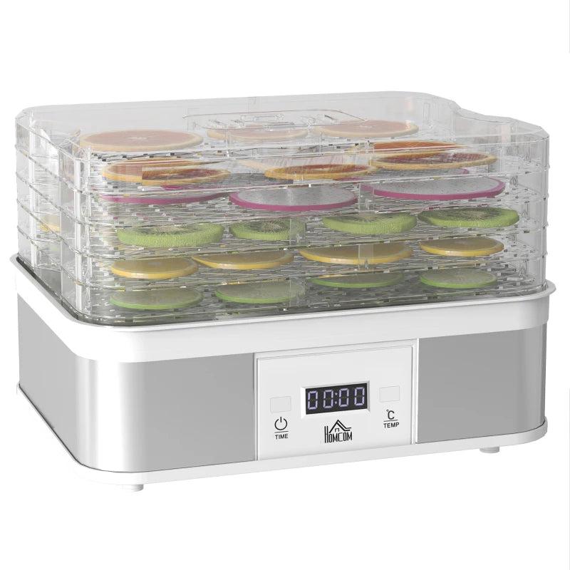 5-Tier Stainless Steel Food Dehydrator - 245W Adjustable Temperature & Timer, LCD Display for Fruits, Vegetables, Jerky & Pet Treats