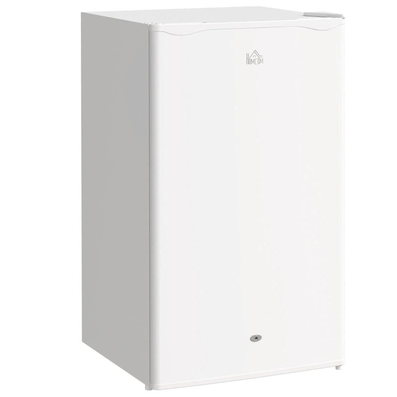 91L Freestanding Under-Counter Fridge with Lock - Compact White Refrigerator for Home, Office, or Bar Use