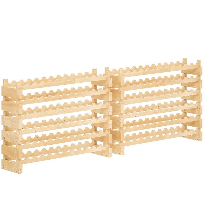 Set of 2 Natural Six-Tier Wooden Wine Racks - Holds 72 Bottles - Stylish Wine Storage Solution
