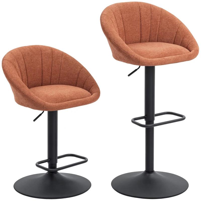 Set of 2 Stylish Orange Relaxed Tub Bar Stools - Modern Design for Kitchen & Home Bar Seating