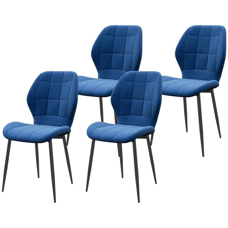 Set of 4 Dark Blue Velvet Tub Dining Chairs - Stylish Relaxed Design for Modern Home Decor