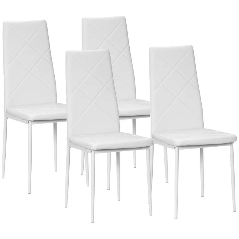 Set of 4 Modern White Faux Leather Dining Chairs - Stylish, Comfortable, Easy to Clean for Dining Room or Kitchen