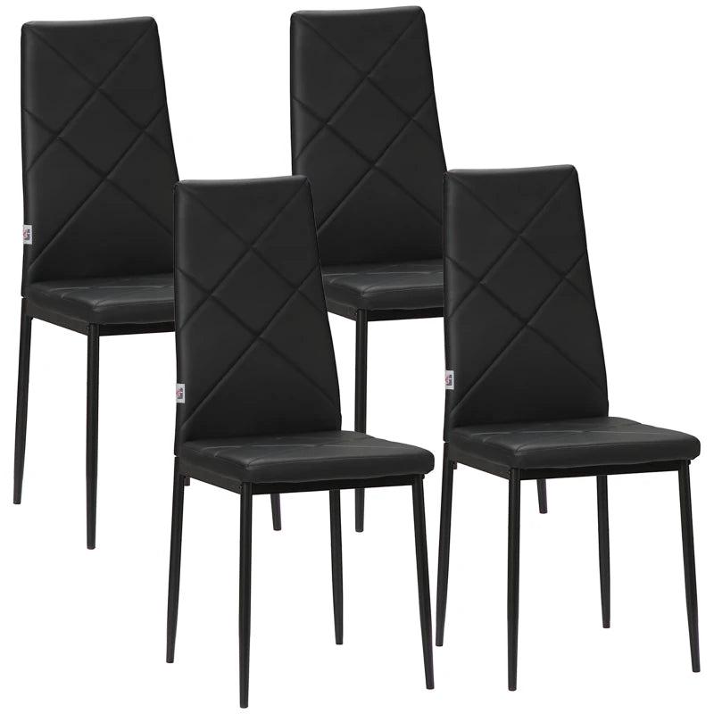 Stylish Set of 4 Black Faux Leather Dining Chairs - Modern Design for Home & Kitchen Decor