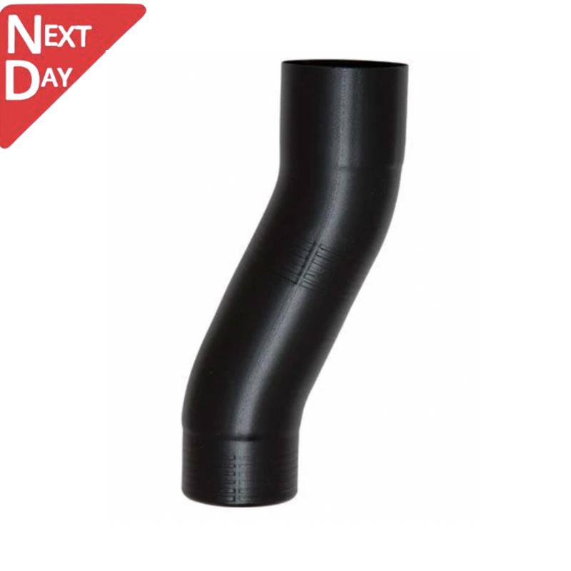 100mm Black Coated Galvanised Steel Downpipe 60mm Projection Fixed Offset
