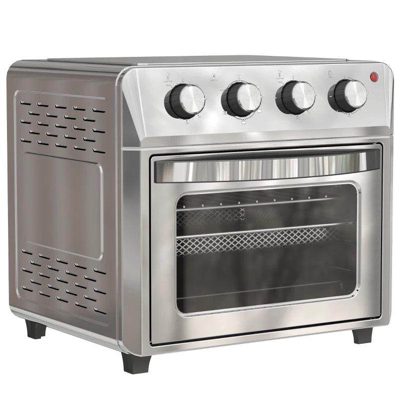 24L Air Fryer Oven - Oil-Free Cooking, Grill & Bake, Touch Screen, Adjustable Temp, Timer, 1600W, Dishwasher Safe, Silver