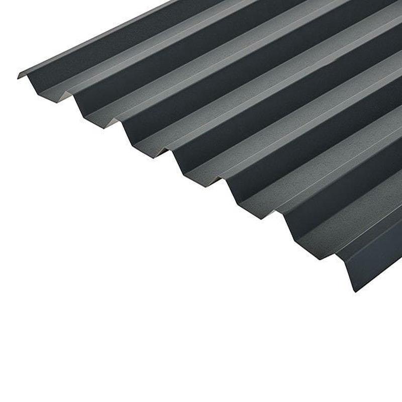 34/1000 Box Profile PVC Plastisol Coated 0.7mm Metal Roof Sheet Anthracite