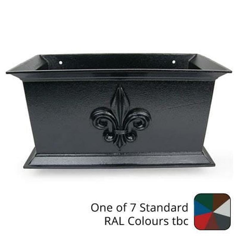 400mm Cast Aluminium Ornamental Hopper Head (with Fleur de Lis motif) - 63mm (2.5") Outlet - One of 7 Standard Colours TBC