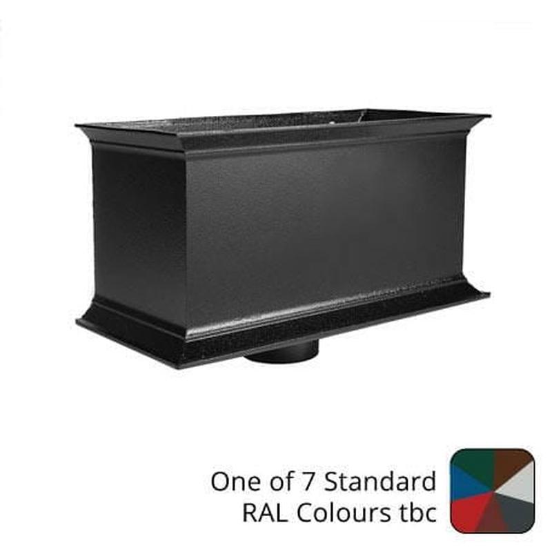 400mm Ornamental Cast Aluminium Rectangular Hopper Head (no motif) -76mm (3") outlet - One of 7 Standard RAL Colours TBC