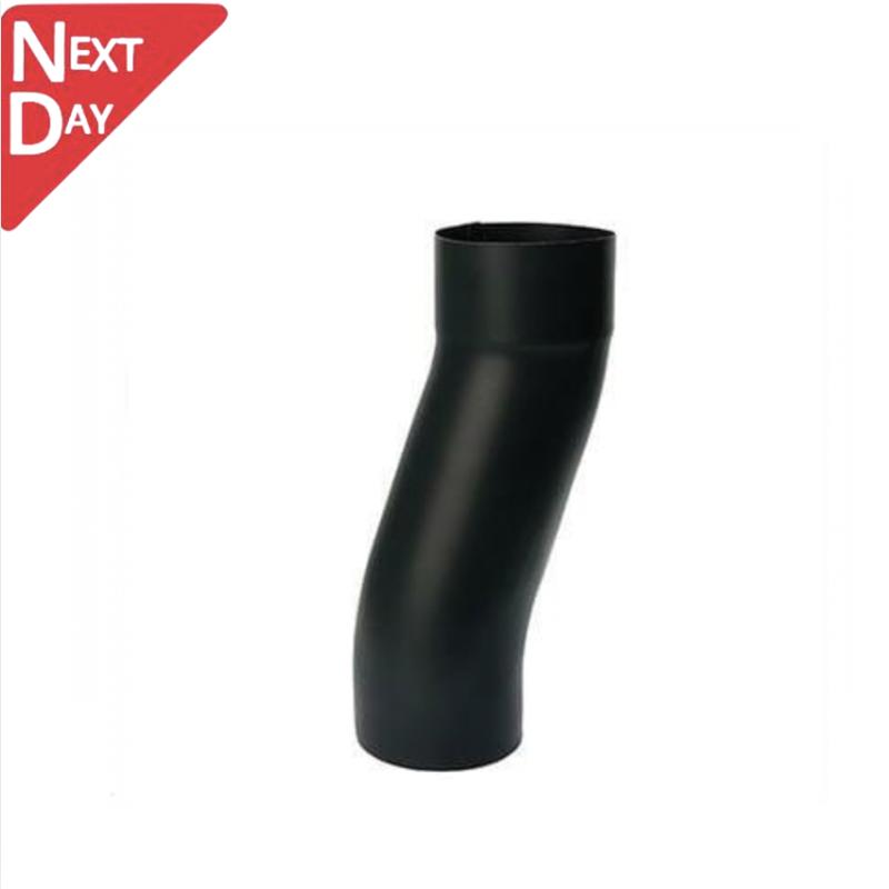 80mm Black Coated Galvanised Steel Downpipe 60mm Projection Fixed Offset
