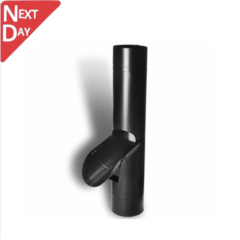 80mm Black Coated Galvanised Steel Downpipe Diverter