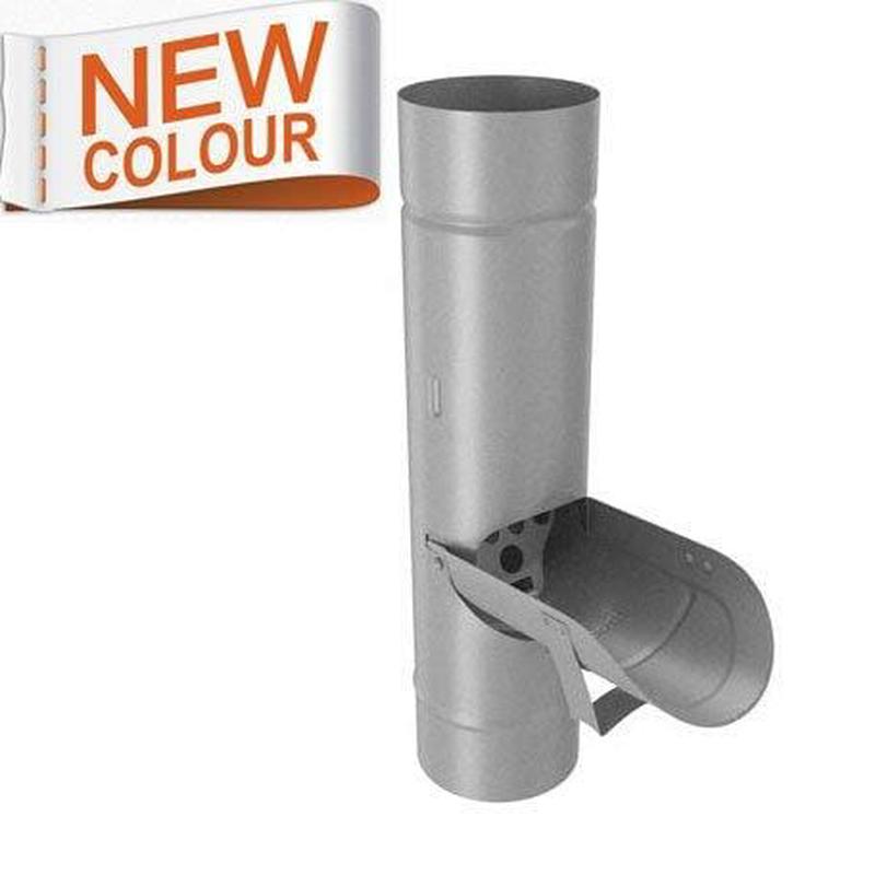 80mm RAL 9007 'Grey Aluminium' Galvanised Steell Downpipe Diverter