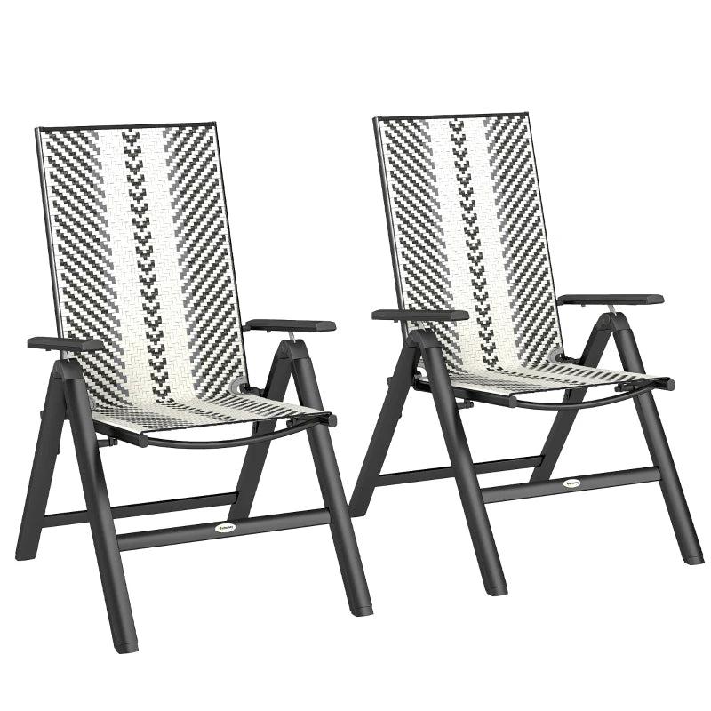 Set of 2 Grey Rattan Reclining Garden Chairs - Stylish Outdoor Seating for Patio, Deck, or Balcony