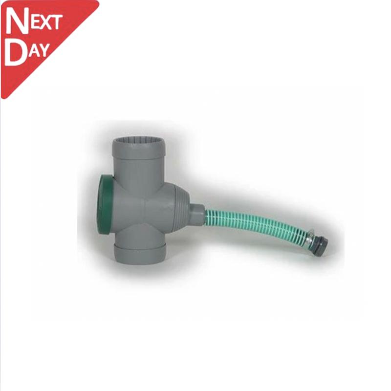 Universal Rainwater Diverter Kit with integral filter in Grey Plasic to fit 80 and 100mm Galvanised Steel Downpipe