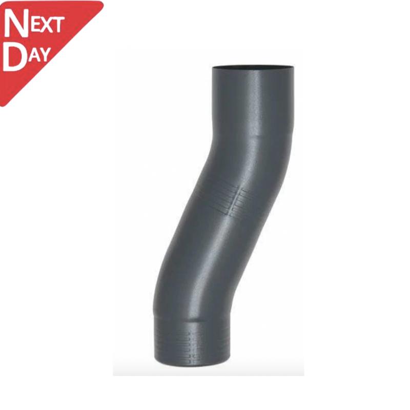 100mm Anthracite Grey Galvanised Steel Downpipe 60mm Projection Fixed Offset