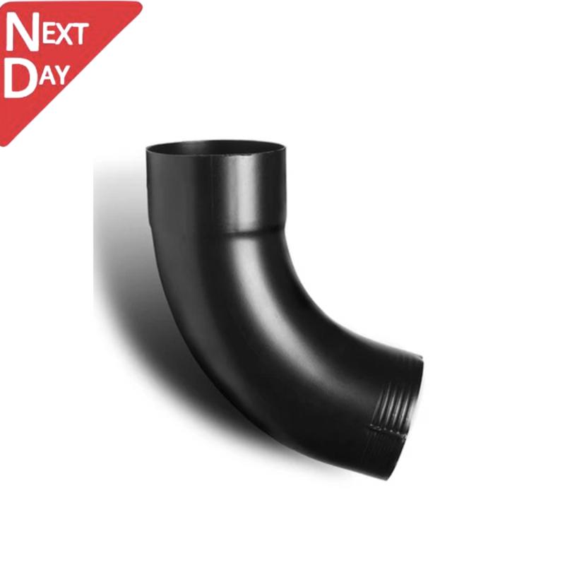 100mm Black Coated Galvanised Steel Downpipe 70 Degree Bend