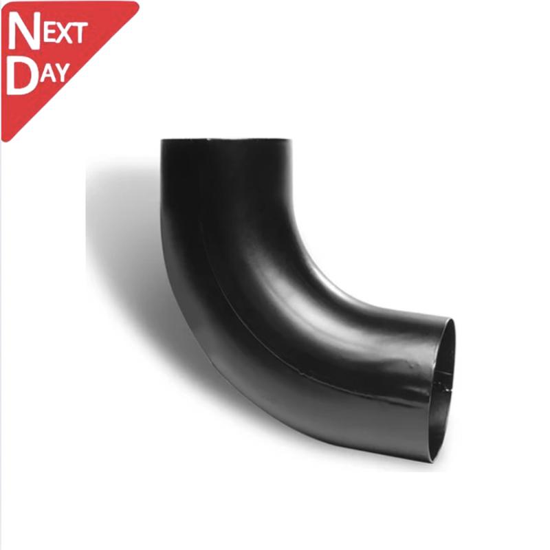 100mm Black Coated Galvanised Steel Downpipe 90 Degree Bend