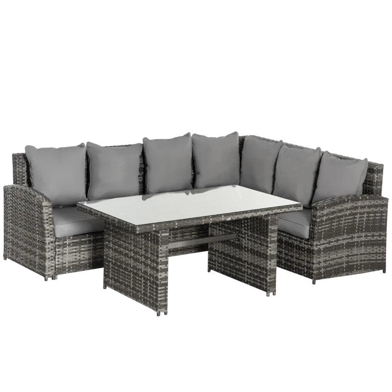 3 Piece Rattan Corner Dining Set