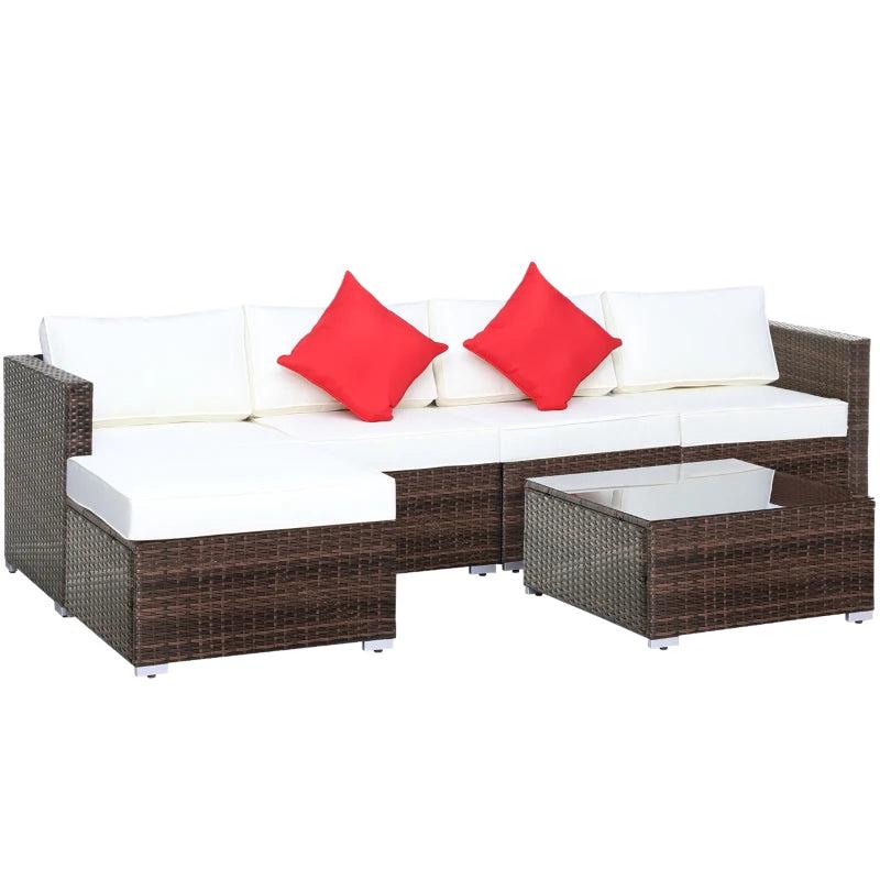 6 Piece Wicker Sofa - Brown Aluminium Frame With Cushions