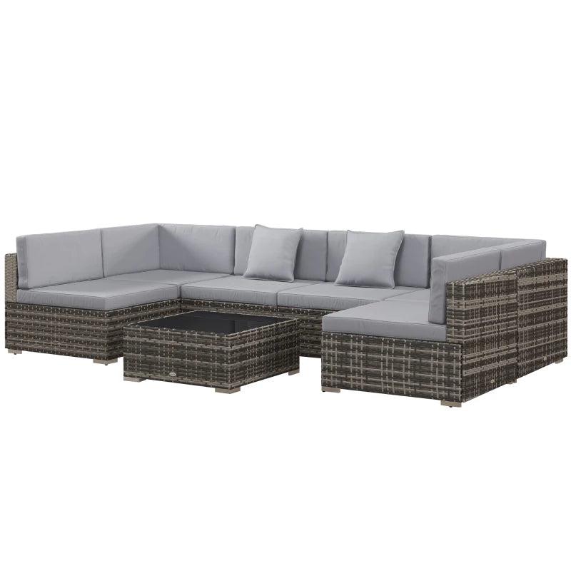 7 Piece PE Rattan Garden Furniture Set with Thick Padded Cushions