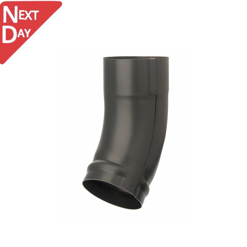 80mm Anthracite Grey Galvanised Steel Downpipe Shoe - Short Heel
